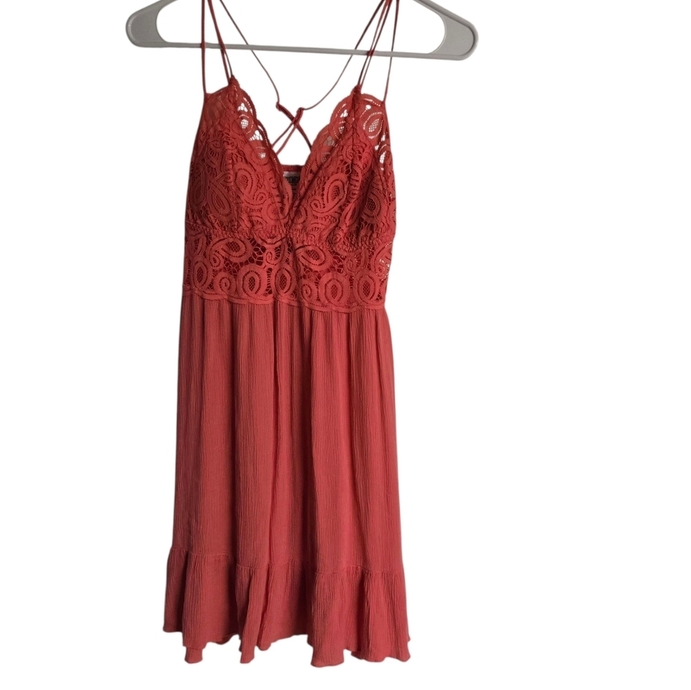 Victoria's Secret PINK Coral Lace Baby Doll Mini Dress Size Small